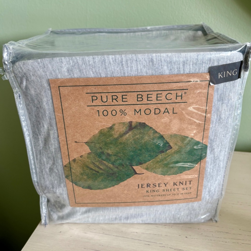 Jersey Knit Modal King Sheets in Heather Grey